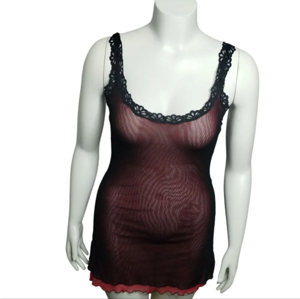 Y2K Vintage Rampage Womens‎ size LARGE Sheer Whimsigoth Fairygrunge Lace Dress